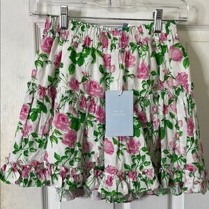 Hill House Cream Bubble Mini Skirt Smocked Ruffled Casual